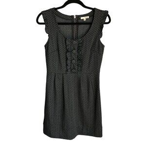 BEBOP NORDSTROM Scoop Neck Dress Ruffled Buttons Zipper Chevron Gray Medium